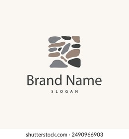 Brick Stone Logo, Premium Elegant Design, Vector Wallpaper Stone House, Icon Illustration Design