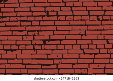 Brick texture. Bricks grungy background. Aged brick wall pattern. Red brick wall illustration.