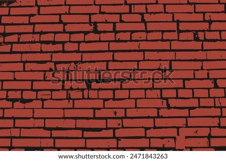 Brick texture. Bricks grungy background. Aged brick wall pattern. Red brick wall illustration.