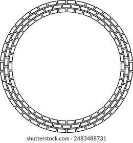 Brick texture circle design reound frame border decoration vector art work graphic design element