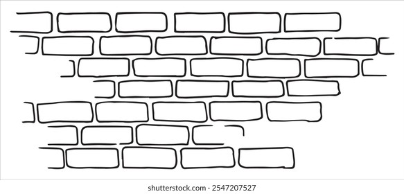 brick texture, linear drawing in doodle style.