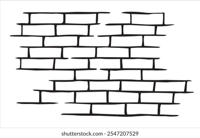 brick texture, linear drawing in doodle style.
