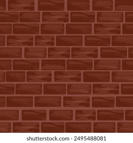 Brick texture. Rough brick background. Old brick wall drawing. Red brick wall illustration. Vector graphics.