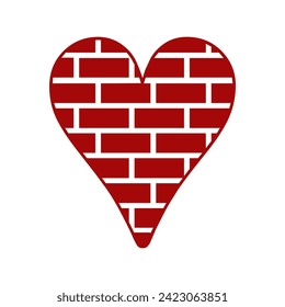 Brick Textured Heart Icon Vector Illustration