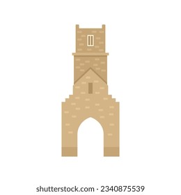 Brick tower icon flat vector. Medieval fort. Old castle wall isolated