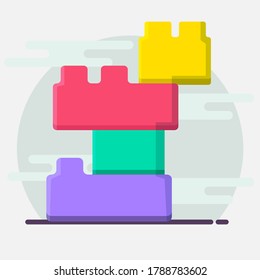 brick toy vector illustration in flat style