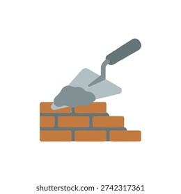 Brick Trowel construction tool icon. Building equipment vector illustration isolated on white background.