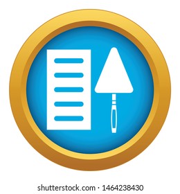 Brick and trowel icon blue vector isolated on white background for any design