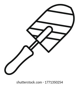 Icono de la pala de ladrillo. Icono de vector de trazo de contorno para diseño web aislado en fondo blanco