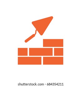 Brick with Trowel Symbol. Vector illustration