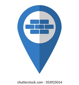 brick - vector icon; blue map  pointer