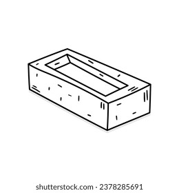 Icono de vector de ladrillo en estilo doodle. Símbolo de diseño simple. Objeto de caricatura dibujado a mano aislado sobre fondo blanco.