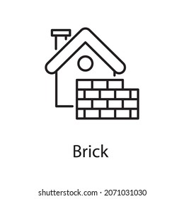 Brick vector Outline Icon Design illustration. Construction Symbol on White background EPS 10 File