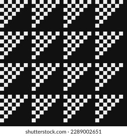 Brick wall abstract seamless fashion trend pattern fabric textures, black and white pattern, pixel art vector monochrome illustration. Design for web and mobile app.