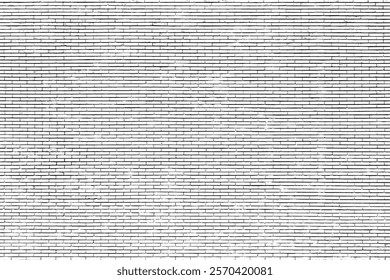 Brick wall background. Black texture old brickwork isolated on white. Rock block pattern. Vintage stonewall. Grunge urban backdrop. Textured surface building. Vector illustration, EPS 10.