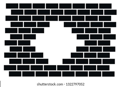  brick wall background and the hole vector illustration