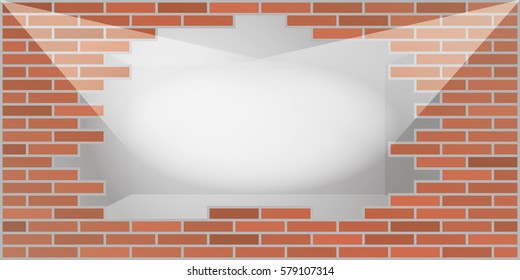 Brick wall background with hole. Vector