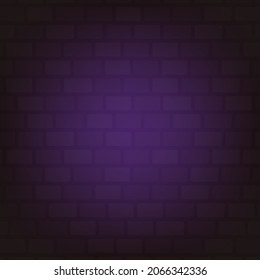 Brick wall background with purple light effect.