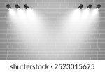 brick wall background with realistic bright focus light effect vector