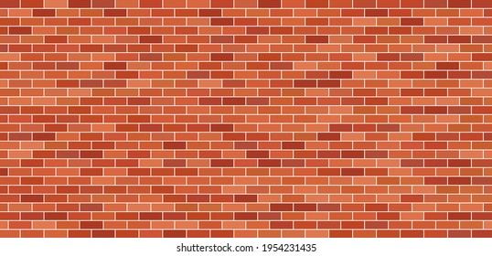 Brick wall. Brick background. Red and brown texture. Old brickwork. Pattern of building with stone and concrete. Vintage tile for house. Masonry and cement for new construction of exterior. Vector.