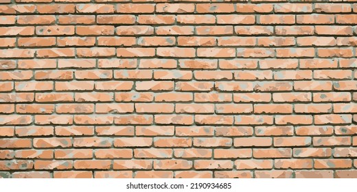 Muro de ladrillo. Fondo de ladrillo. Textura roja y marrón. Viejo ladrillo. Patrón de construcción con piedra y hormigón. Baldosas antiguas para la casa. Masonería y cemento para la nueva construcción del exterior. Vector.