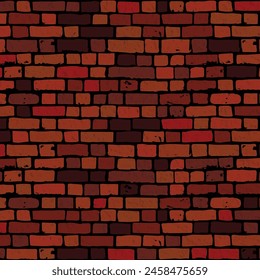 Brick wall background. Red wall background. Vector illustration.