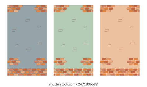 Brick wall background for social networks. Vertical background. Illustration for poster, postcard, banner, post, rils. Flat style