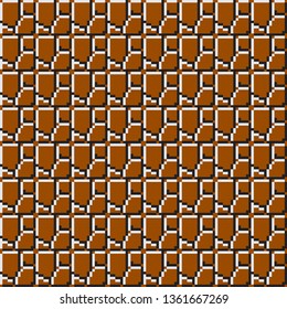 Brick wall background vector illustration in pixel art. Old school style Game background.