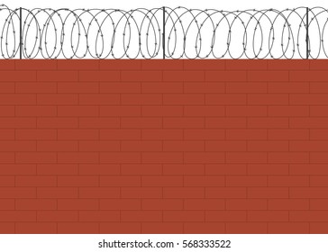 Brick Wall With Barbed Wire