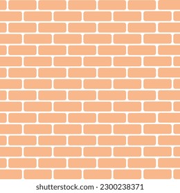 Brick wall with a beautiful light orange brick pattern. Vector illustration