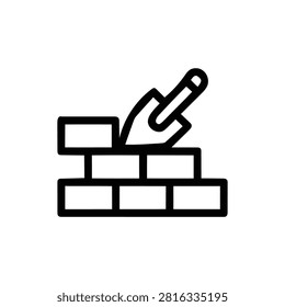Brick Wall Being Built With Trowel Tool