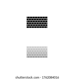 Brick wall. Black symbol on white background. Simple illustration. Flat Vector Icon. Mirror Reflection Shadow. Can be used in logo, web, mobile and UI UX project
