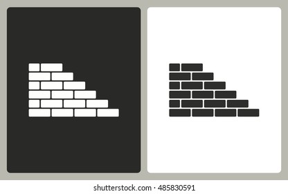 Brick wall - black and white icons. Vector illustration.