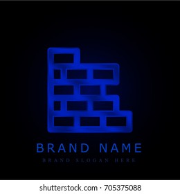 Brick wall blue chromium metallic logo