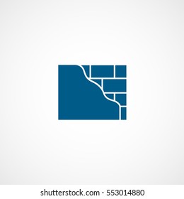 Brick Wall Blue Flat Icon On White Background
