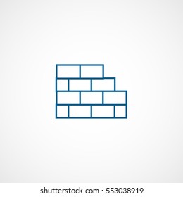 Brick Wall Blue Line Icon On White Background
