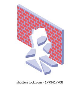 Icono de avance de pared de ladrillo. Isométrico del icono del vector de salto de pared de ladrillo para el diseño web aislado en fondo blanco