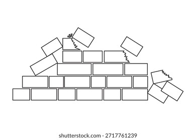 Muro de ladrillo construir stack stonewall casa de negocios. Icono de ladrillo de piedra de la construcción de la pared Vector de arquitectura aislado icono. Eps 10.