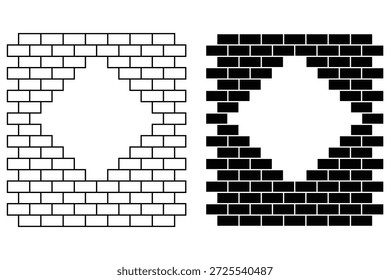 Muro de ladrillo construir stack stonewall casa de negocios. Vector de arquitectura de construcción de pared de icono de ladrillo. Formato de Vector de ilustración de patrón de construcción.