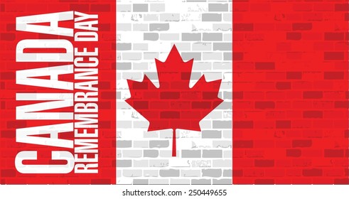 brick wall canada remembrance day flag illustration design artwork background