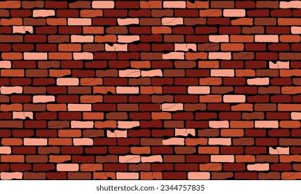 Brick wall colorful surface vector background. vintage brick wall pattern on black wall vector backdrop