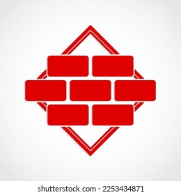 brick wall concept red logo design