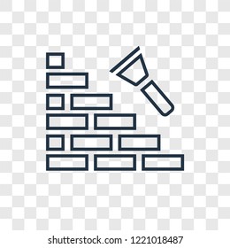 Brick wall concept vector linear icon isolated on transparent background, Brick wall concept transparency concept in outline style