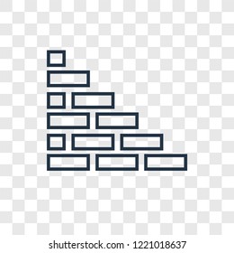 Brick wall concept vector linear icon isolated on transparent background, Brick wall concept transparency concept in outline style