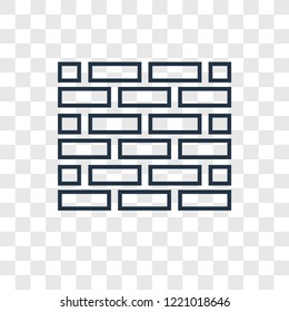 Brick wall concept vector linear icon isolated on transparent background, Brick wall concept transparency concept in outline style