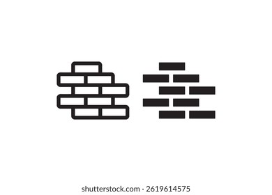 Brick Wall Construction Icons Black and White Vector