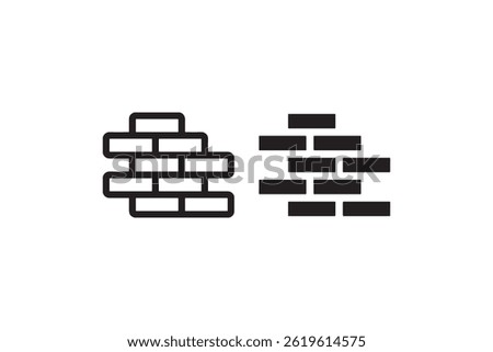 Brick Wall Construction Icons Black and White Vector