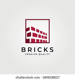 brick wall construction square logo vector symbol illustration design