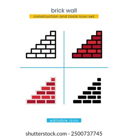 Brick wall construction and tools Icon

