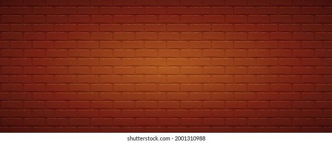 Brick wall. Dark red wall with pattern of brick. Vector template, 3d illustration.
